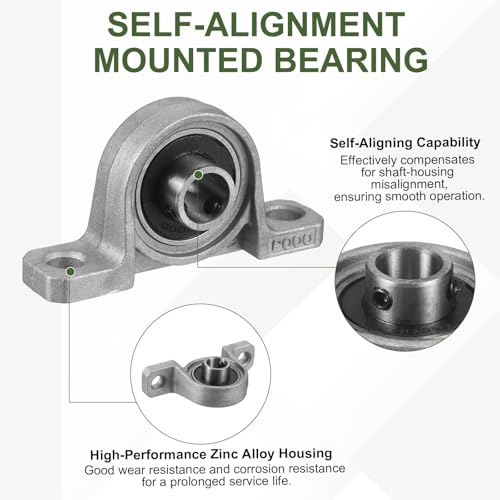 uxcell KP000 Pillow Block Bearing 3/8" (10mm) Zinc Alloy Steel 4Pcs - size: KP000 (3/8" Bore)