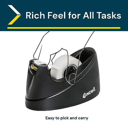 Excell EX-116BK Desk Tape Dispenser, 3/4" Wide, 1" Core, Non-Skid Base