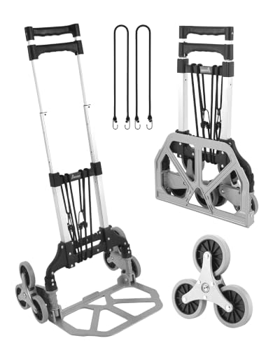 MAZING Stair Climbing Dolly, 176Lbs Capacity, Lightweight Foldable Hand Truck for Stairs, Portable Dolly Cart for Moving Boxes Up & Down Steps, Silver - size: 80kg