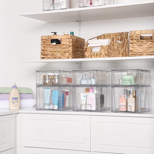 Vtopmart Clear Stackable Storage Drawers, 6 Pack Medium Organizer Set - style: 3 Medium+3 Small
