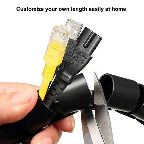 uxcell 14mm Flexible Spiral Cable Wrap Wire Cord Wraps Computer Manage Cord 5M Length Black - size: 11mmx14mmx5000mm