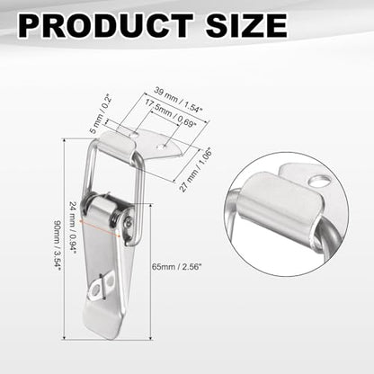 PATIKIL 2 Pcs Stainless Steel Spring Loaded Toggle Latch, 3.5" Tool Box Catch Hasp Clamp Lock with Mounting Hole and Screws for Cabinet Door Barn Wooden Case Chest - size: 3.5"