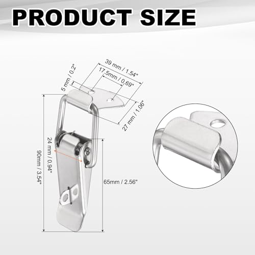 PATIKIL 2 Pcs Stainless Steel Spring Loaded Toggle Latch, 3.5" Tool Box Catch Hasp Clamp Lock with Mounting Hole and Screws for Cabinet Door Barn Wooden Case Chest - size: 3.5"