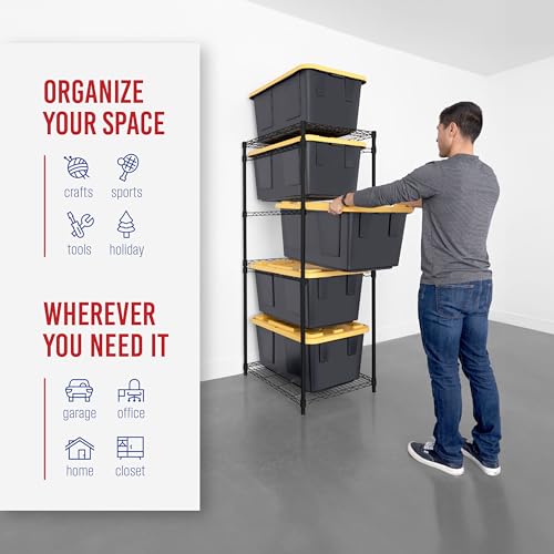SafeRacks 5-Tier Steel Tote Rack for 27 Gallon Bins - Black - color: Black, size: 1 Pack