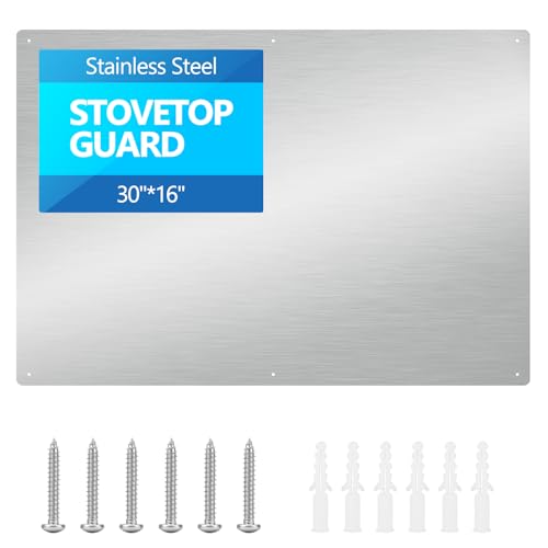 30" x 16" Thicken Heavy Range Hoods Stainless Steel Backsplash,Panel Splatter Guard for Stovetop,6 Pre Drilled Holes for Easy Installation,Keep the Walls Clean, Bright and Beautiful (30" x 16") - size: 30" x 16"