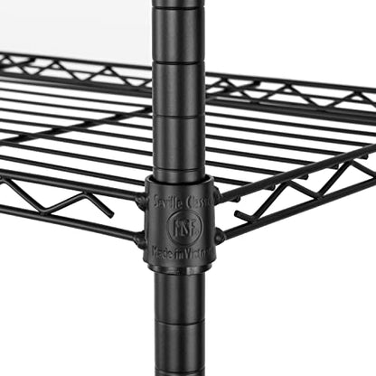 5-Tier NSF-Certified Steel Wire Shelving, 36"W x 14"D x 75.5"H, Black - color: Black, size: 5-Tier Shelving, 36" W x 14" D