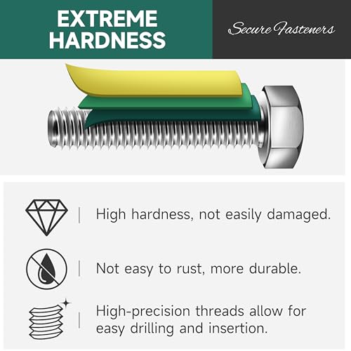 1/4-20 x 1-1/4" Hex Head Bolts Screws with Nuts, Flat & Lock Washers, 304 Stainless Steel Bolts and Nuts External Hex Drive Full Threaded 1/4 Bolt (10Sets) - color: Silver, size: 1/4 x 1-1/4"