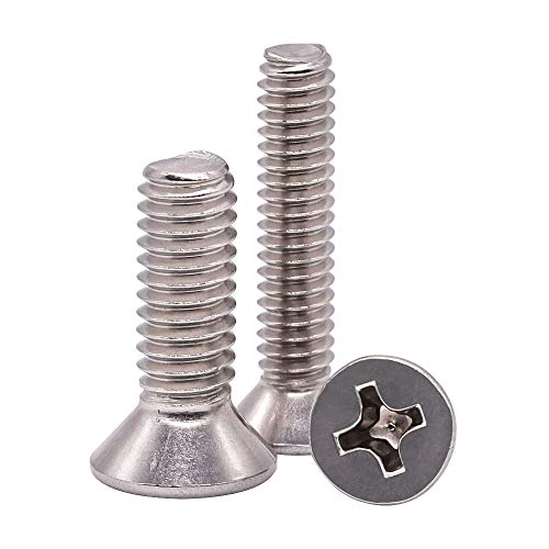 #6-32 x 2 Phillips Flat Head Machine Screws, 304 Stainless Steel (18-8), Coarse Thread UNC Fully Threaded, 50-Pack - size: #6-32 x 2"