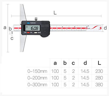 Depth Gauge Vernier Caliper 0-150mm 0-200mm,0-300mm (Digital 150mm(Single Hook)) - size: digital 150mm(single hook)