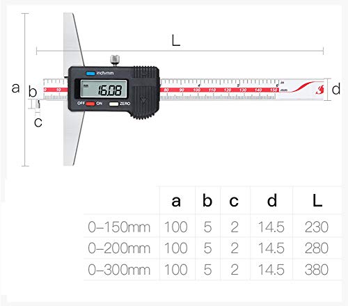 Depth Gauge Vernier Caliper 0-150mm 0-200mm,0-300mm (Digital 150mm(Single Hook)) - size: digital 150mm(single hook)