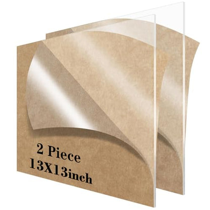 Lesnlok 13 x 13 Acrylic Sheet 1/8 Thick 3mm 2 Pieces Plexiglass Sheet,for Sign,Craft,Photo Frame, DIY Display Projects (2, 13" x 13") - size: 13 x 13 x 1/8