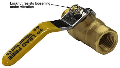 Vibrant Yard Co. LLC Lead-Free Brass Ball Shut Off Valve, 1/4 in NPT, Qty 1