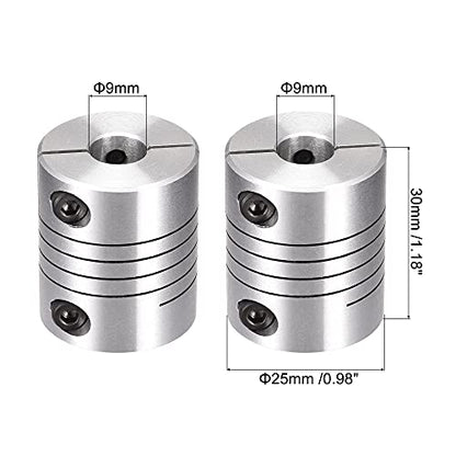 uxcell Motor Shaft 9mm to 9mm Helical Beam Coupler Coupling 25mm Dia 30mm Length - size: 9mm to 9mm