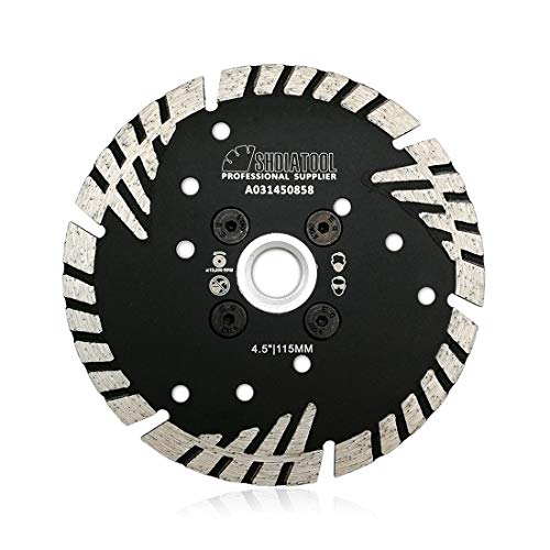 SHDIATOOL Diamond Turbo Blade Dia 4.5 Inch with Slant Protection Teeth Cutting Stone Granite Marble Concrete Brick with 5/8-11 Thread - size: 115mm(5/8-11 Thread)