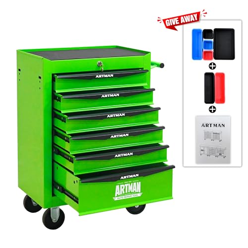 6-Drawer Rolling Tool Chest, Lockable for Garage,Green - color: Green, size: 6-Drawers