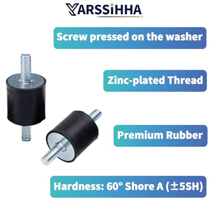 Yarssihha 4 Pack M8 Anti-Vibration Rubber Isolator Mounts, 30x30mm Rubber Studs Shock Absorber, Cylindrical Vibration Isolators for Diesel Engines, Air Compressors, Vibration Motor - size: D30*H30mm