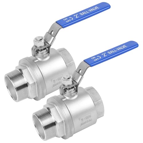 2 Pack 2" Full Port Ball Valve NPT Male x Female 304 Stainless Steel Heavy Duty 1000 WOG Shut Off Valve with Locking Device (2 Inch) - size: 2 Inch