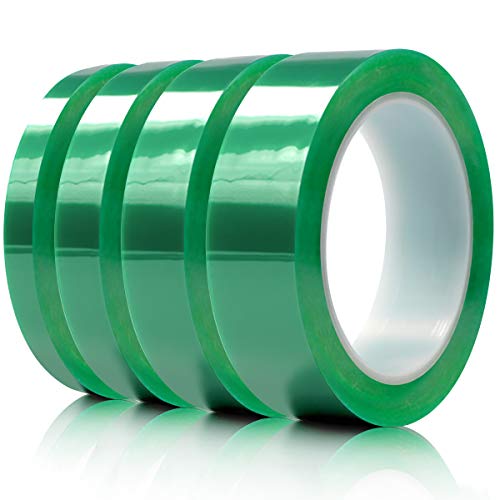 High Temperature Polyester Tape, Powder Coating Masking Tape, 428°F Continuous / 500°F Short-Term, Silicone Adhesive, 4 Rolls, 1/4 in, 1/2 in, 3/4 in, 1 in x 36 yd - size: 1/4", 1/2", 3/4", 1" x 36yds - 4 Rolls