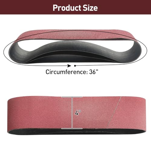 4" x 36" Sanding Belts for Belt Sander, Assorted Grits 12 Pcs (3 Each of 80 120 150 240), Aluminum Oxide Sanding Belts for Woodworking Metal Polishing Knife Sharpening - size: 4" x 36"