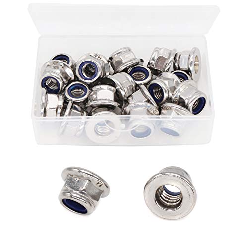 cSeao 20pcs M8 x 1.25mm Flanged Nylon Inserted Lock Nuts 304 Stainless Steel A2-70/18-8, DIN6926 - size: M8 20pcs