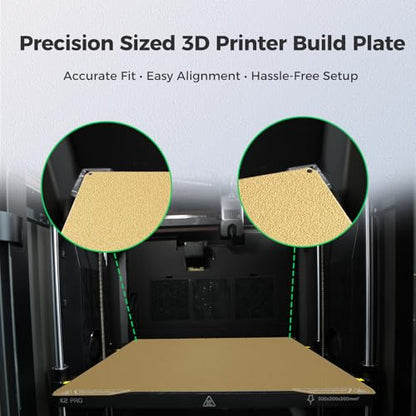 Creality K2 Pro Build Plate Original 325x310mm Dual Side Golden PEI Coating Spring Steel Magnetic K2 Pro Bed Plate Creality 3D Printer PEI Sheet for K2 Pro/K1 Max/Ender 3 V3 Plus - style: K2 Pro Textured