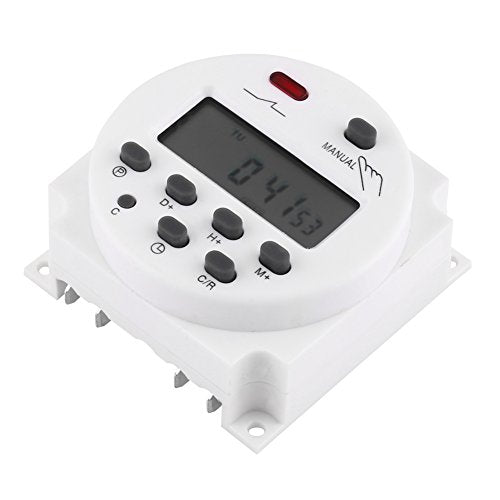 Programmable Relay Timer Switch, Digital Weekly Scheduling Control with Battery Backup Manual Override and LCD Display for Home HVAC White 1 Pack