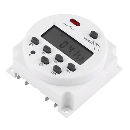 Programmable Relay Timer Switch, Digital Weekly Scheduling Control with Battery Backup Manual Override and LCD Display for Home HVAC White 1 Pack