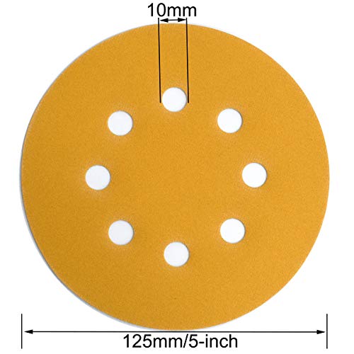 5-Inch 8-Hole Hook and Loop Sanding Discs 400-Grit, 50-Pack