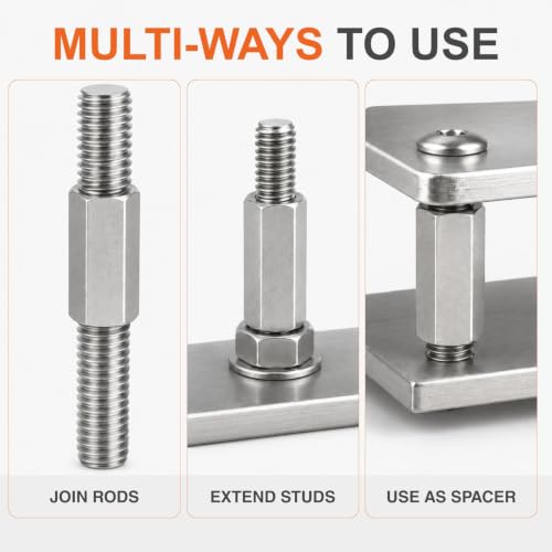 12 Pack 3/8-16 UNC Coupling Nuts, 304 Stainless Rod Couplers - color: Stainless Steel, size: 3/8-16 x 1-3/4"