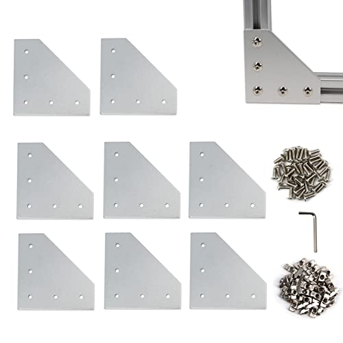 4040 Corner Bracket Plate L Shape 5 Hole 90 Degree Outside Joining Plate with M6x16mm Screws and T-Nuts for 40 x 40mm Series Aluminum Extrusion Profile, 8pcs/Pack (Silver-4040 L Shape) - style: Silver-4040 L Shape