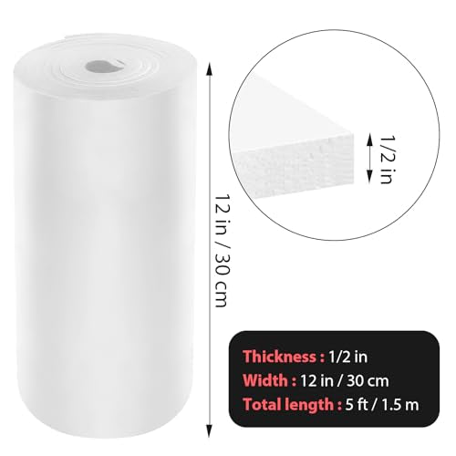 Self Adhesive Foam Rubber Sheets Sponge Neoprene with Adhesive Closed Cell Neoprene Rubber Roll Foam Padding for Shock Pad, DIY, Crafts (White, 12 Inch x 59 Inch x 1/2 Inch) - color: White, size: 12 Inch x 59 Inch x 1/2 Inch