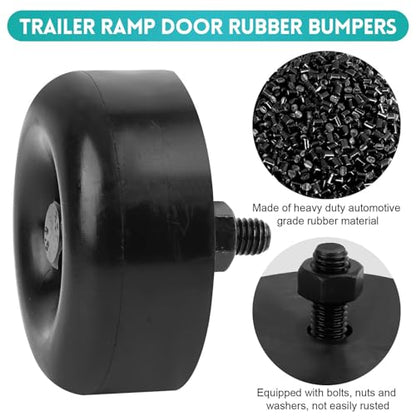 Trailer Ramp Door Bumpers Replacement, Round Rubber - 4pcs