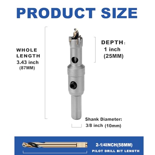 2 Pack 1/2" (13mm) Tungsten Carbide Tip Hole Saw with M2 Pilot bits - size: 1/2" (13mm) - 2 pack