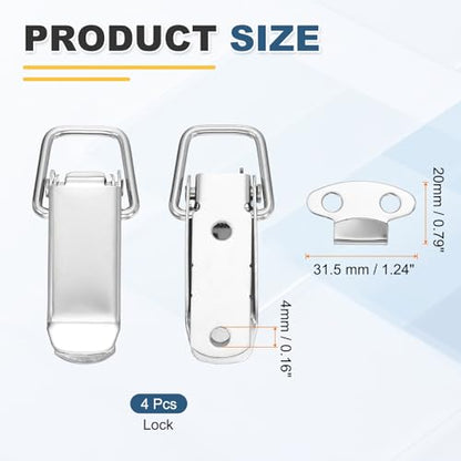 HARFINGTON 4Pcs 0.65" (Total Length:2.8") 201 Stainless Steel Spring Hasp - size: 2.8"