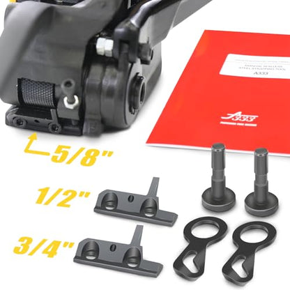 Packaging Metal Steel Strapping Banding Tool Machine for Steel Strap Integrates Functions of Tensioner Crimper and Cutter Sealless Combination (A333-5/8") - style: A333-5/8"