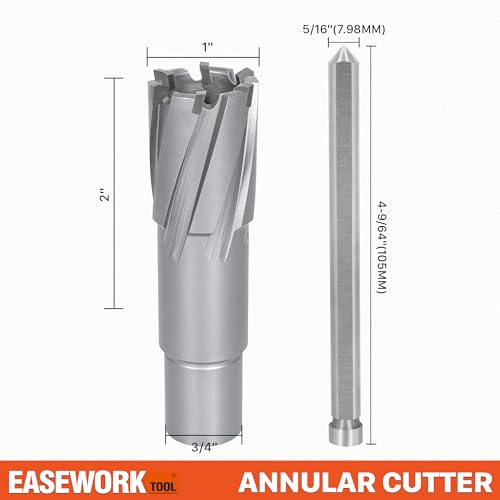 EASEWORK TOOL Carbide-Tipped Annular Cutter, 1" Diameter x 2" Depth - size: 1”x2"