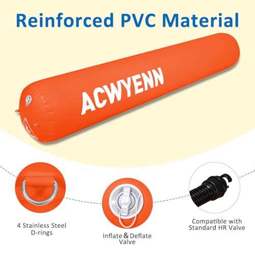 Inflatable Large Boat Dock Bumpers and Fenders for Docking - size: 10'x18" Orange