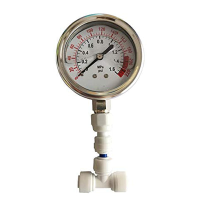 Malida Stainless Water Pressure Test Gauge, Water Pressure Detector for Aquarium Meter 0-1.6MPa 0-220psi Reverse Osmosis System Pump with 1/4. - size: 1 Pack