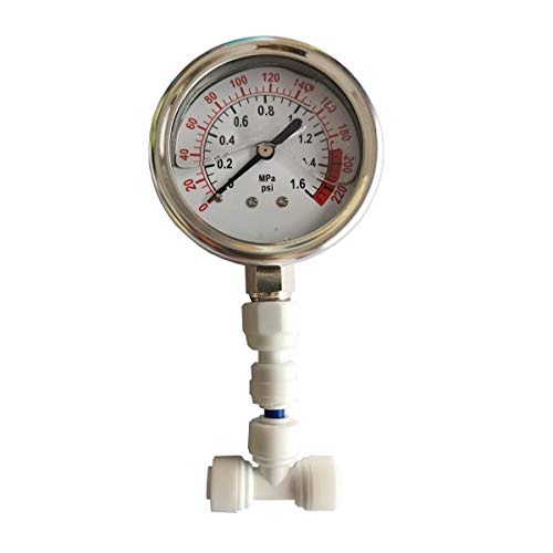 Malida Stainless Water Pressure Test Gauge, Water Pressure Detector for Aquarium Meter 0-1.6MPa 0-220psi Reverse Osmosis System Pump with 1/4. - size: 1 Pack