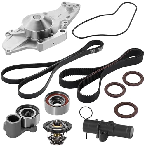 BDFHYK TKH-002C Engine Timing Belt Kit with Water Pump Thermostat Compatible with Honda Accord Crosstour Odyssey Pilot Ridgeline Compatible with Acura TL RL TSX ZDX MDX RDX Vue 3.0L 3.2L 3.5L 3.7L V6 - size: TKH-002C