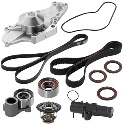 BDFHYK TKH-002C Engine Timing Belt Kit with Water Pump Thermostat Compatible with Honda Accord Crosstour Odyssey Pilot Ridgeline Compatible with Acura TL RL TSX ZDX MDX RDX Vue 3.0L 3.2L 3.5L 3.7L V6 - size: TKH-002C