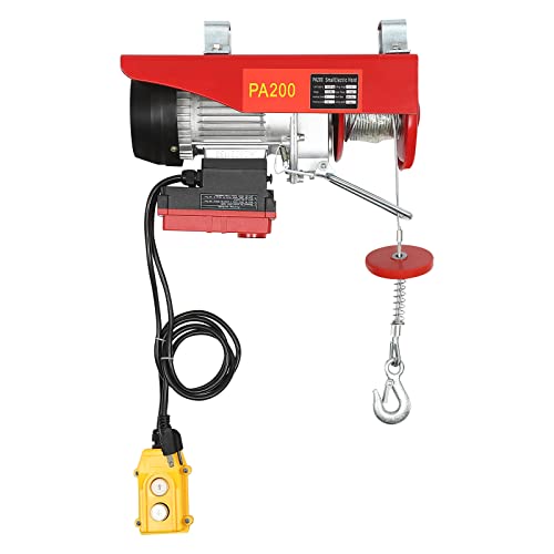 440 Lb Overhead Electric Hoist Crane Lift Garage Winch Remote Control 110v Overhead Crane Garage Ceiling Pulley Winch Tow Sling Electric Wire Rope Hoist Suitable for Factory Construction Sites