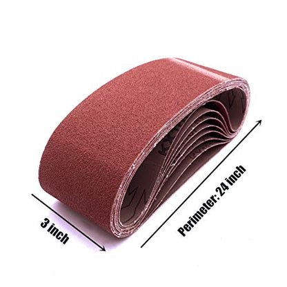 3 x 24 Sanding Belt 80 Grit, 18 Pack - color: 80 Grit, size: 3x24in