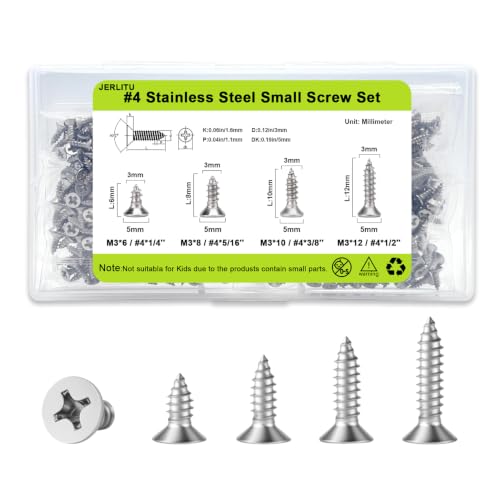 600pcs Short Wood Screws Assortment, M3 Small Screw Set for Cabinet Hinge - color: M3-Silver, size: 600PCS