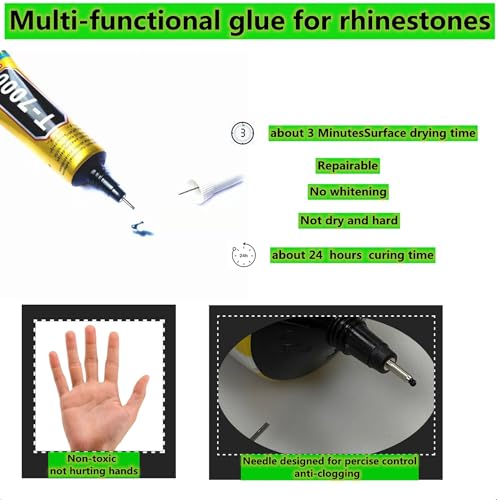 T-7000 15ml Super, Glass,Fabric,Craft, Adhesive,Puzzle, Glue Suitable for Repair Multipurpose High Performance Industrial Glue Semi Fluid Black Adhesive (15ML,1PACK)