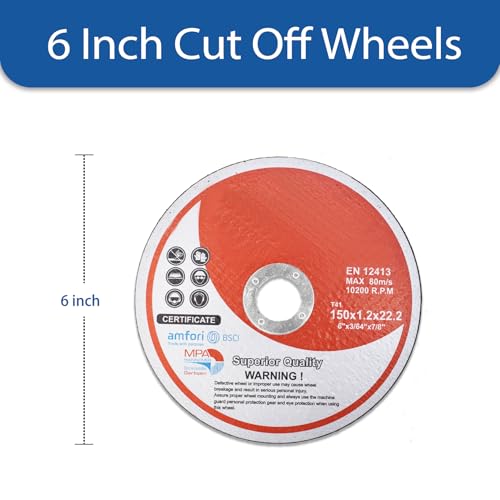 25 Pack 6 Inch Cut Off Wheels for Metal and Stainless Steel Cutting Discs for Angle Grinders 6 x .045 x 7/8 Inch - style: 6"x0.045"x7/8"