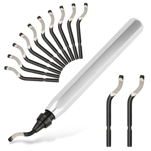 Deburring Tool with 12 HSS Blades for Metal Resin PVC 3D Print - color: Silver