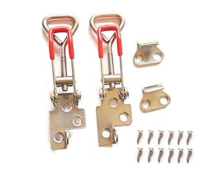 304 Stainless Steel Toggle Latch Clamps 4001, Heavy Duty Adjustable Quick Release Latches, Toolbox, Case, Cabinet, RV, Boat, Industrial Equipment (lock hole)