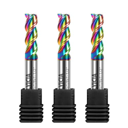 3pcs 1/8" Tungsten Carbide End Mills for Aluminum & Copper Alloys - size: 1/8 in