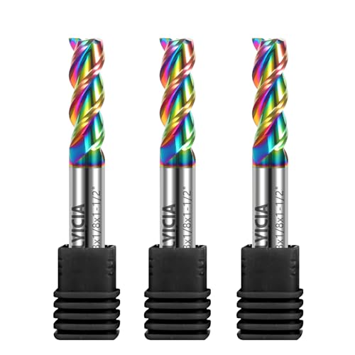 3pcs 1/8" Tungsten Carbide End Mills for Aluminum & Copper Alloys - size: 1/8 in